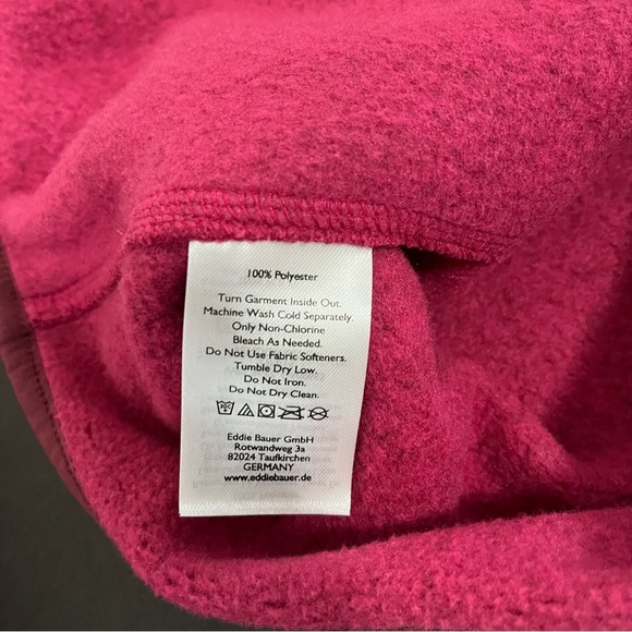Eddie Bauer Pink Fleece Pullover Snap Neck Ling Sleeve Jacket - Picture 11 of 15